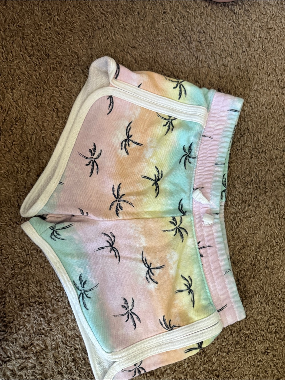 SO Kids Tie-Dye Palm Print Shorts - Pink, Green, Yellow